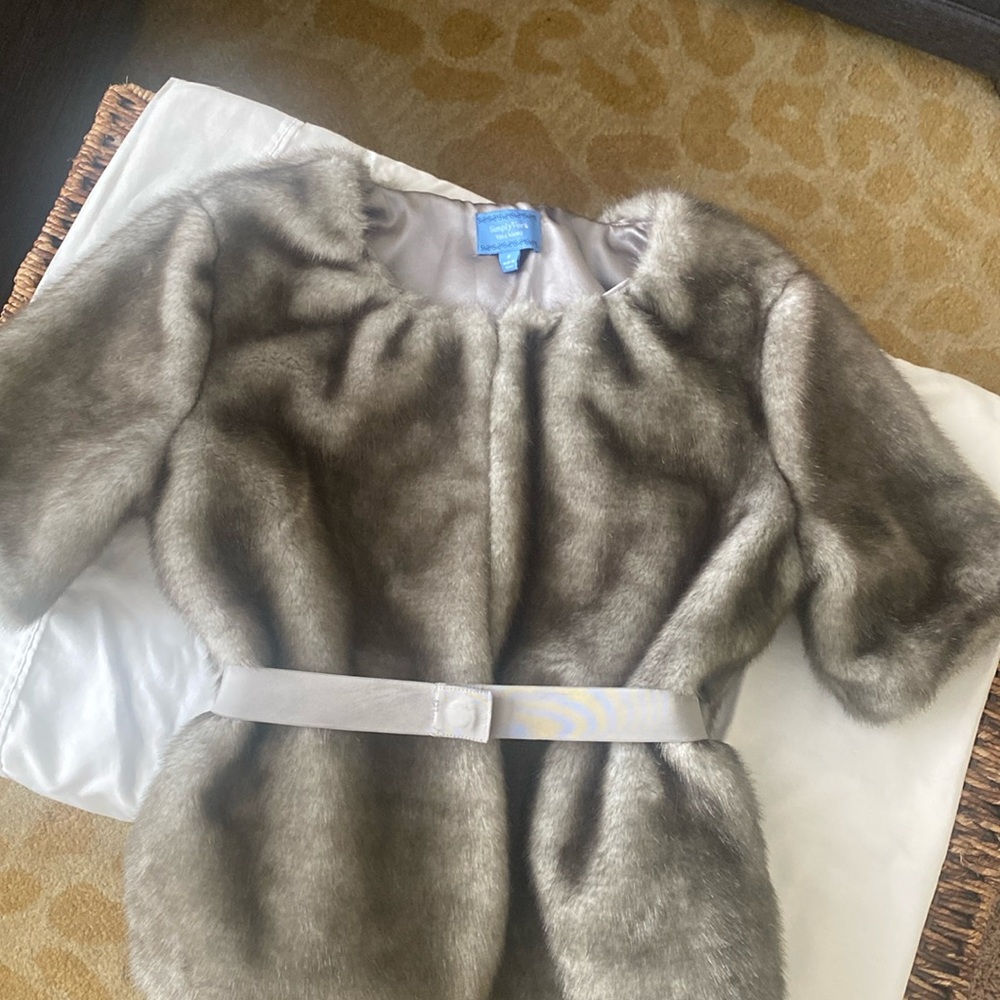 Silver faux fur jacket cape